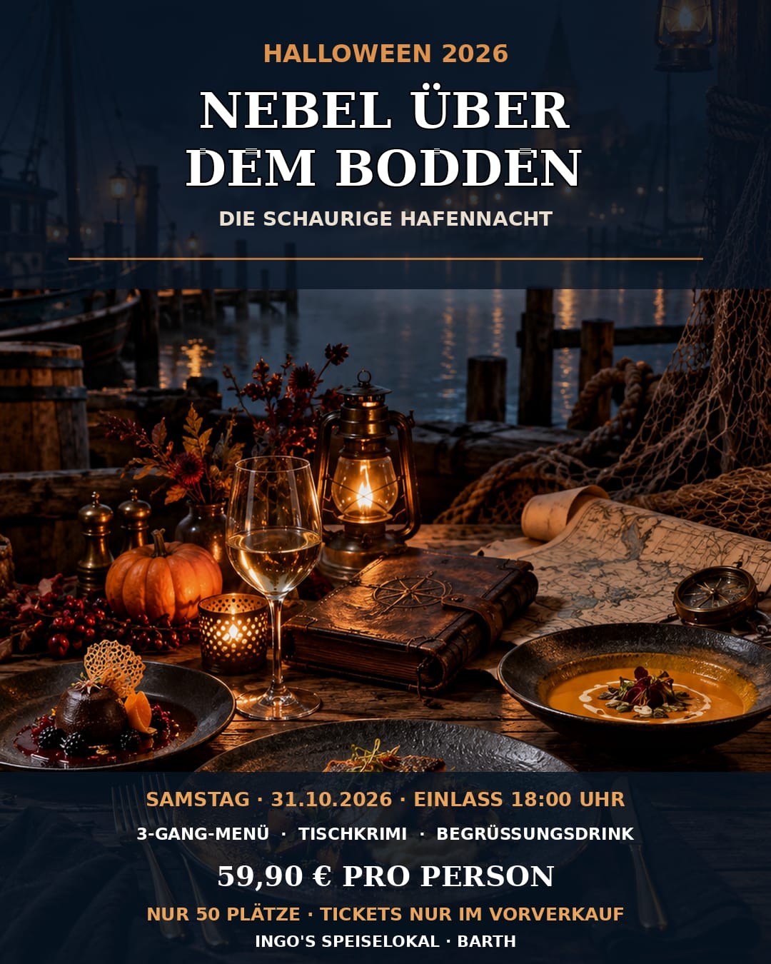 Nebel über dem Bodden – Halloween-Crime-Dinner